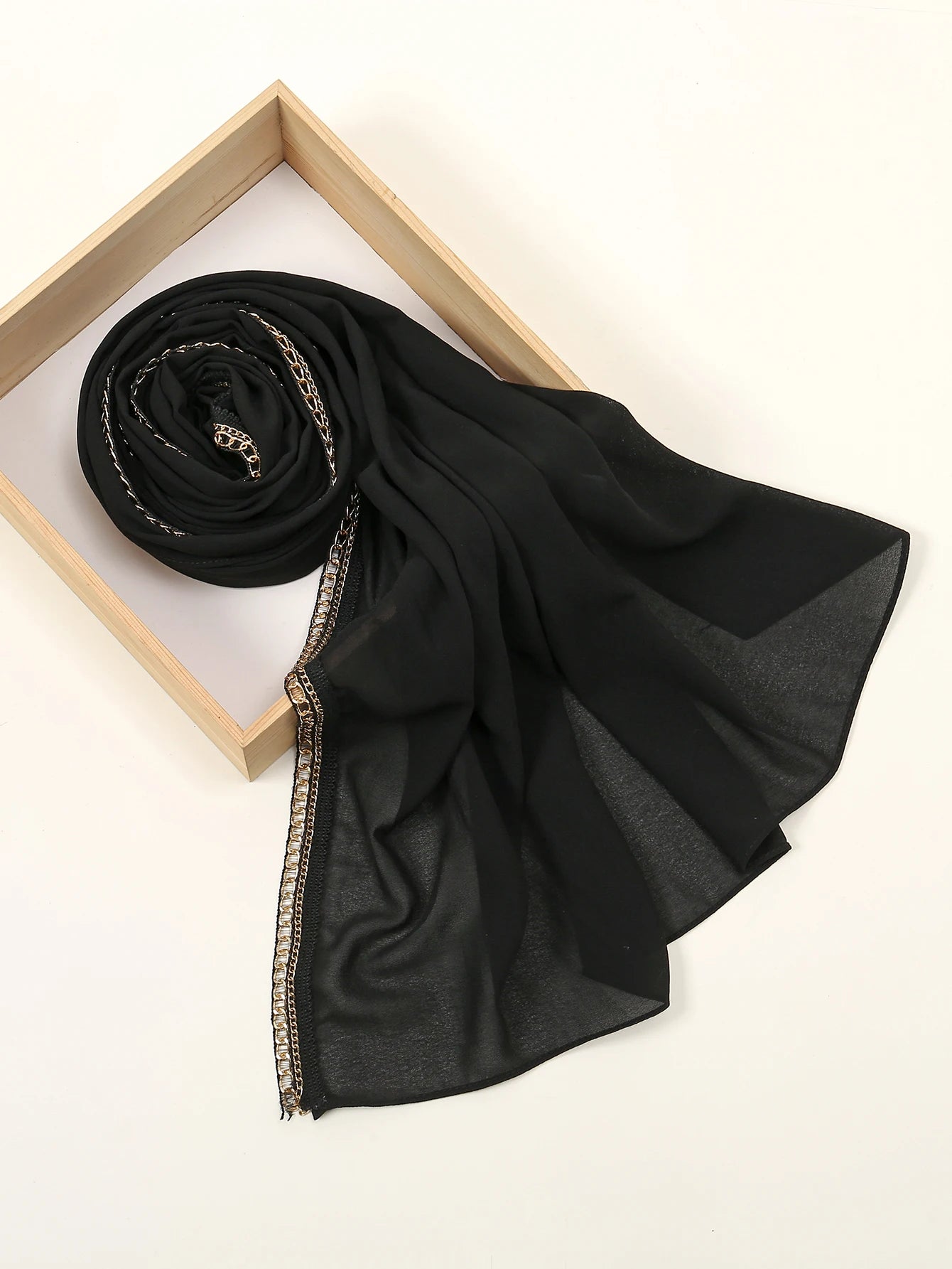New Muslim Bubble Chiffon Hijab Shawls With Chain Luxury Diamond Jewelry HeadWrap Islamic Ramadan Hijabs Scarves Lady Headscarf