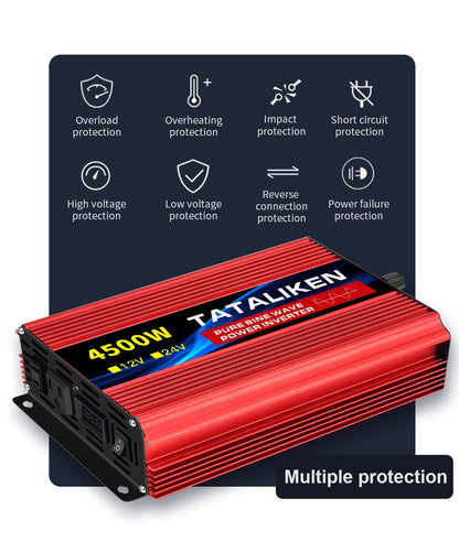1600w-4500W 12V/24V to AC 110V 60Hz Pure Sine Wave Inverter Car Power Tranfermer  Voltage Portable  Converter with LED Display
