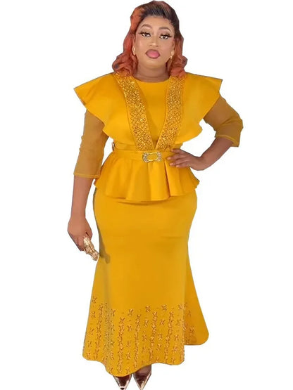 2 Piece Skirt Sets Abaya Muslim Dubai Turkey Islam Kaftans Long Hijab Dress Jalabiya Women Robe Musulman Caftan Marocain Longos
