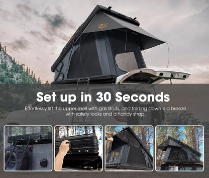 SAN HIMA Quick Set Up Waterproof Car Camping Hardshell Rooftop Tent 2 Person Hard Shell Roof Top Tent for 4WD 4x4 Off-road