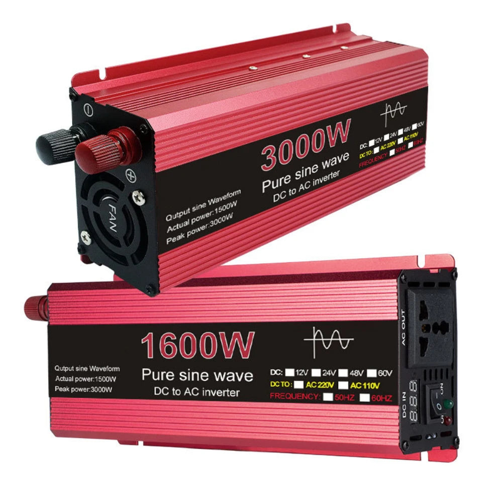 Pure Sine Wave Inverter DC 12V/24V To AC 110V/220V 1000W 1600W 2000W 2200W Portable Power Bank Converter Solar Inverter