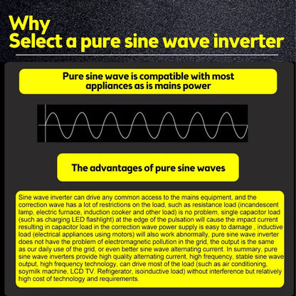 Pure Sine Wave Inverter DC 12V/24V To AC 220V 1000W Portable Power Bank Converter Solar Inverter