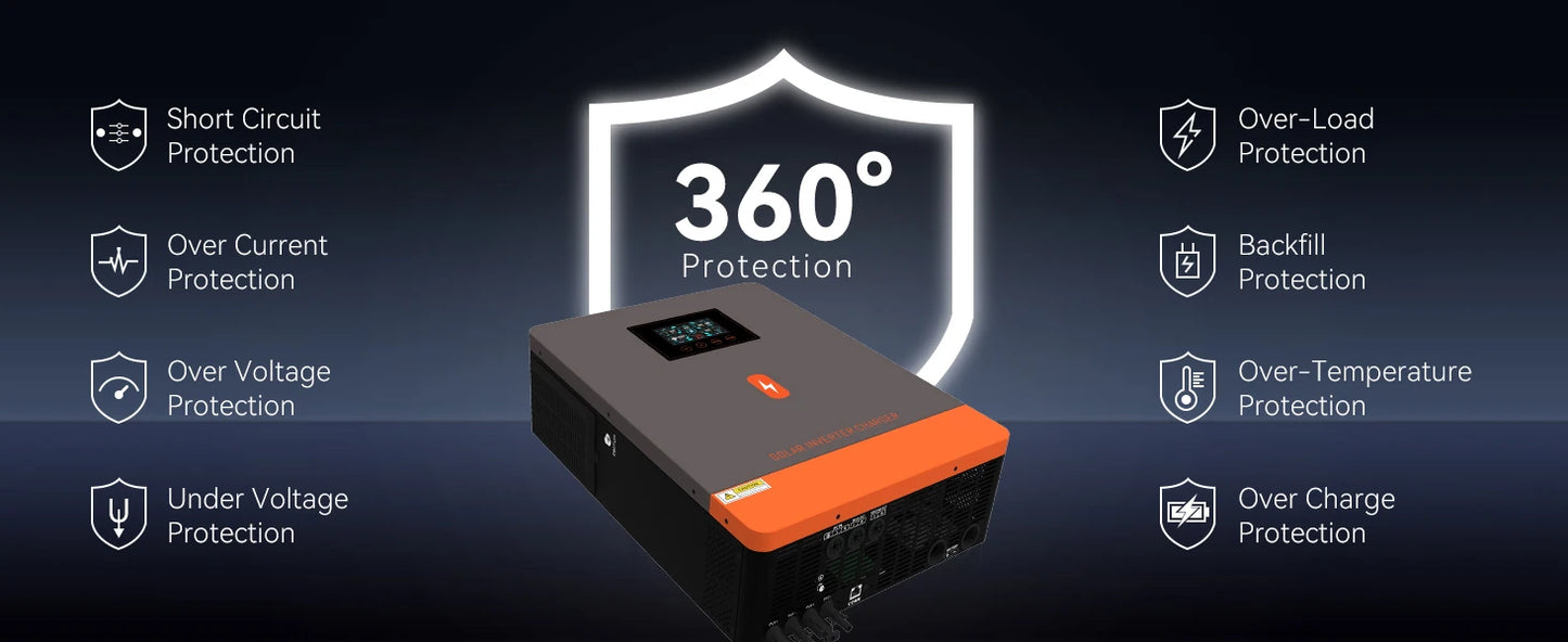 EU Stock 10.2KW 2MPPT Solar Power Inverter 48V 230V AC On/Off-Grid Built 160A MPPT Solar Charger Support Lifepo4 Pure Sine Wave