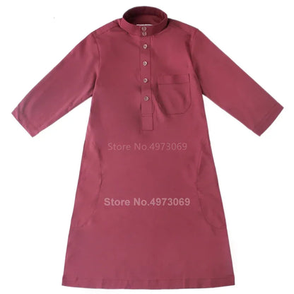 Muslim Robe Teenager Kids Saudi Arabia Pakistan Boy Middle East Full Sleeve Jubba Islamic Clothing Men Party Thobe Kaf M13
