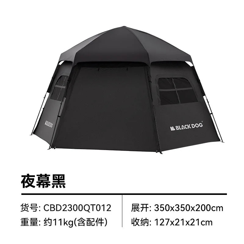 Naturehike-Blackdog Outdoor Hexagonal Fully Automatic Quick Opening Camping Tent Portable Folding Black Glue Sunscreen Tent