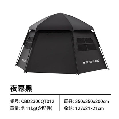 Naturehike-Blackdog Outdoor Hexagonal Fully Automatic Quick Opening Camping Tent Portable Folding Black Glue Sunscreen Tent