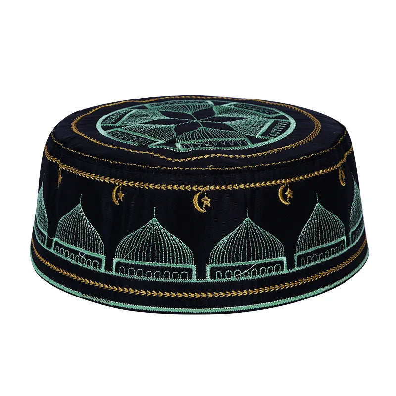 Saudi High-Quality Arabia Style Islamic Round Cap Embroidery Hat Muslim Men Headwear Abaya Prayer Caps Headscarf Clothing Turban