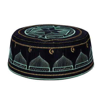 Saudi High-Quality Arabia Style Islamic Round Cap Embroidery Hat Muslim Men Headwear Abaya Prayer Caps Headscarf Clothing Turban