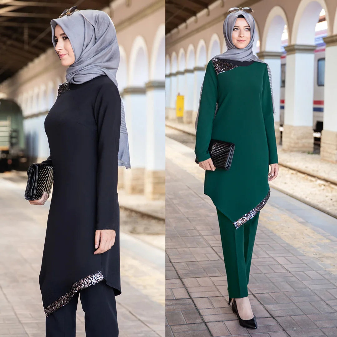 Abaya Muslim Maxi Long Sleeve Dress With Cap Women Diamond Arab Dubai Islamic Clothing Autumn New Loose Casual Turkey Robe