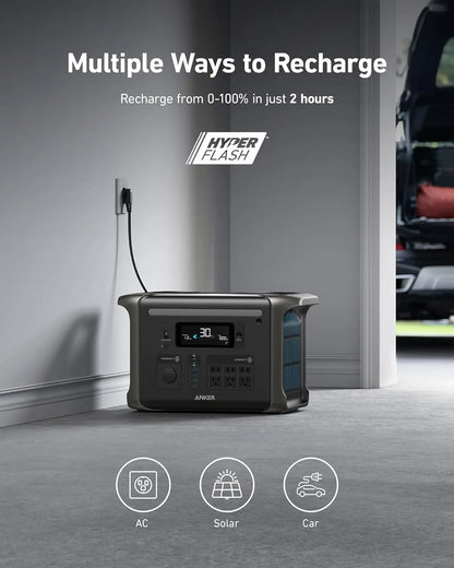 Portable Power Station PowerHouse Solar Generator with Solar Panel LiFePO4  AC Outlets LED Light for Outdoor Camping
