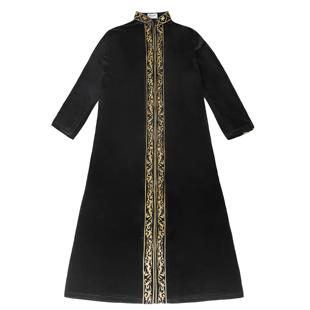 Ramadan Muslim Men Velvet Jubba Thobe Warm Kaftan Islam Clothing Eid Saudi Arabic Robe Thoub Thawb Dubai Abaya Dress Gown Abayas