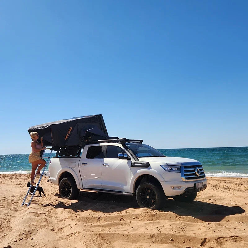 SAN HIMA UV Resistant Waterproof 4 Person Hard Shell Roof Top Tent ABS Clamshell Hardshell Car Rooftop Tent For 4x4 Camping