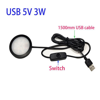 LED Under Cabinet Puck Light Display Case Shelf Counter Lighting Caravan Camper Motorhome Interior Spot Lamp With 5VUSB Switch