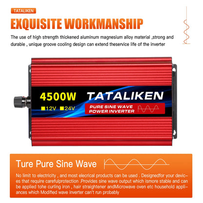 pure sine wave inverter 12V to 220V 1600W 2500W 3500W 4500W DC to AC voltage converter 12 220 mini-car power supply