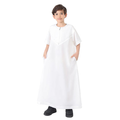 Muslim Saudi Kids Boys Dishdasha Long Sleeve Robe Thobe Dubai Islamic Abaya Middle East Arab Clothing Child Dress Kaftan Caftans