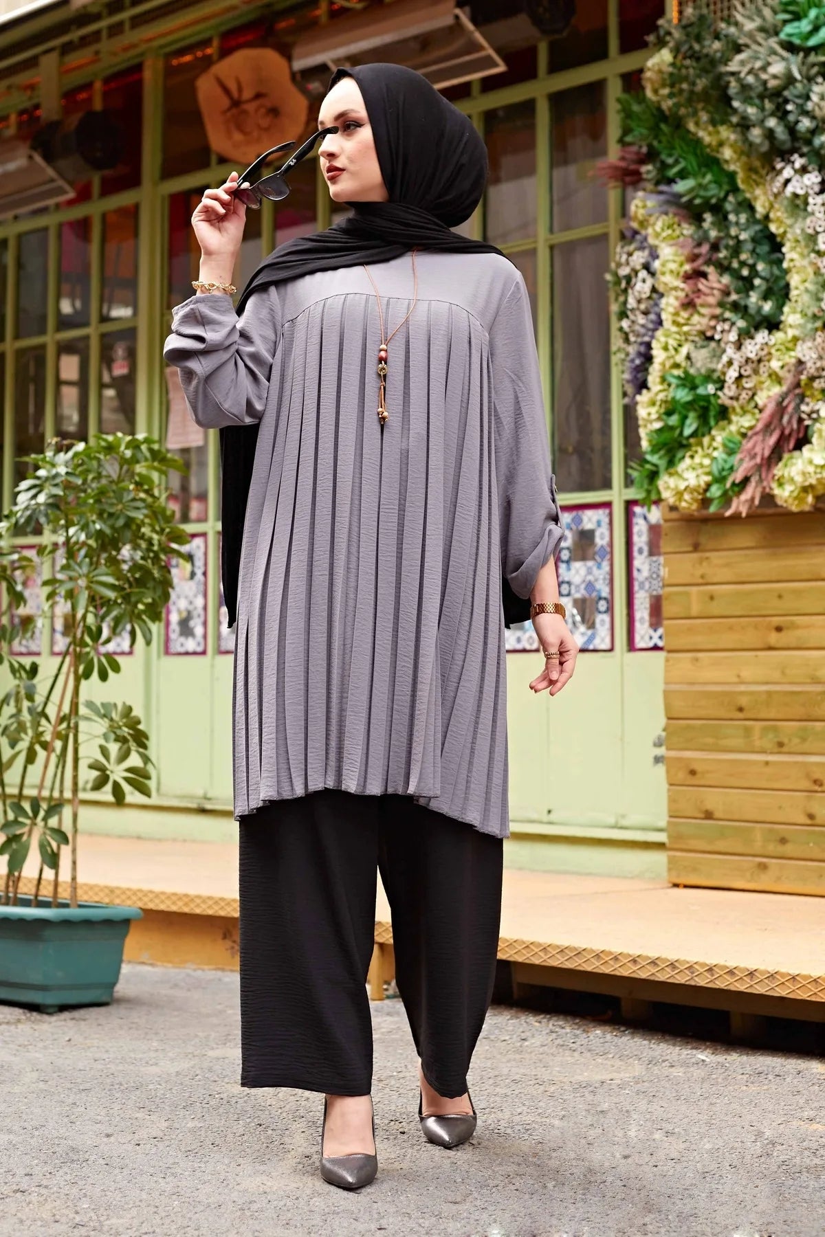 Pleated Girl's Blouse Shirt Adjustable Sleeve Women Top Islamism Blouses for Muslim Women Many Colors Muslim Fashion Women