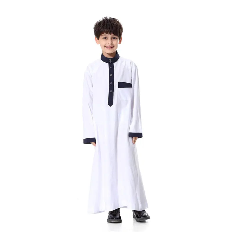 2024 Arab Malay Turkey Muslim Boys Clothing Kids Abayas Dress Children Full Body Robe Dress Teen Age TH873
