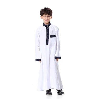 2024 Arab Malay Turkey Muslim Boys Clothing Kids Abayas Dress Children Full Body Robe Dress Teen Age TH873