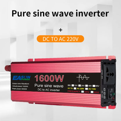Pure Sine Wave Inverter DC 12V/24V To AC 110V/220V 1000W 1600W 2000W 2200W Portable Power Bank Converter Solar Inverter