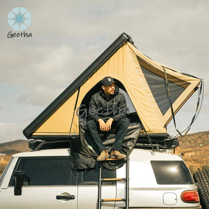 For SAN HIMA Waterproof Slimline Aluminum Pop-Up Roof Tent Car Rooftop Tent Hardshell In-built Led Light Bar For 4x4 4WD Camping