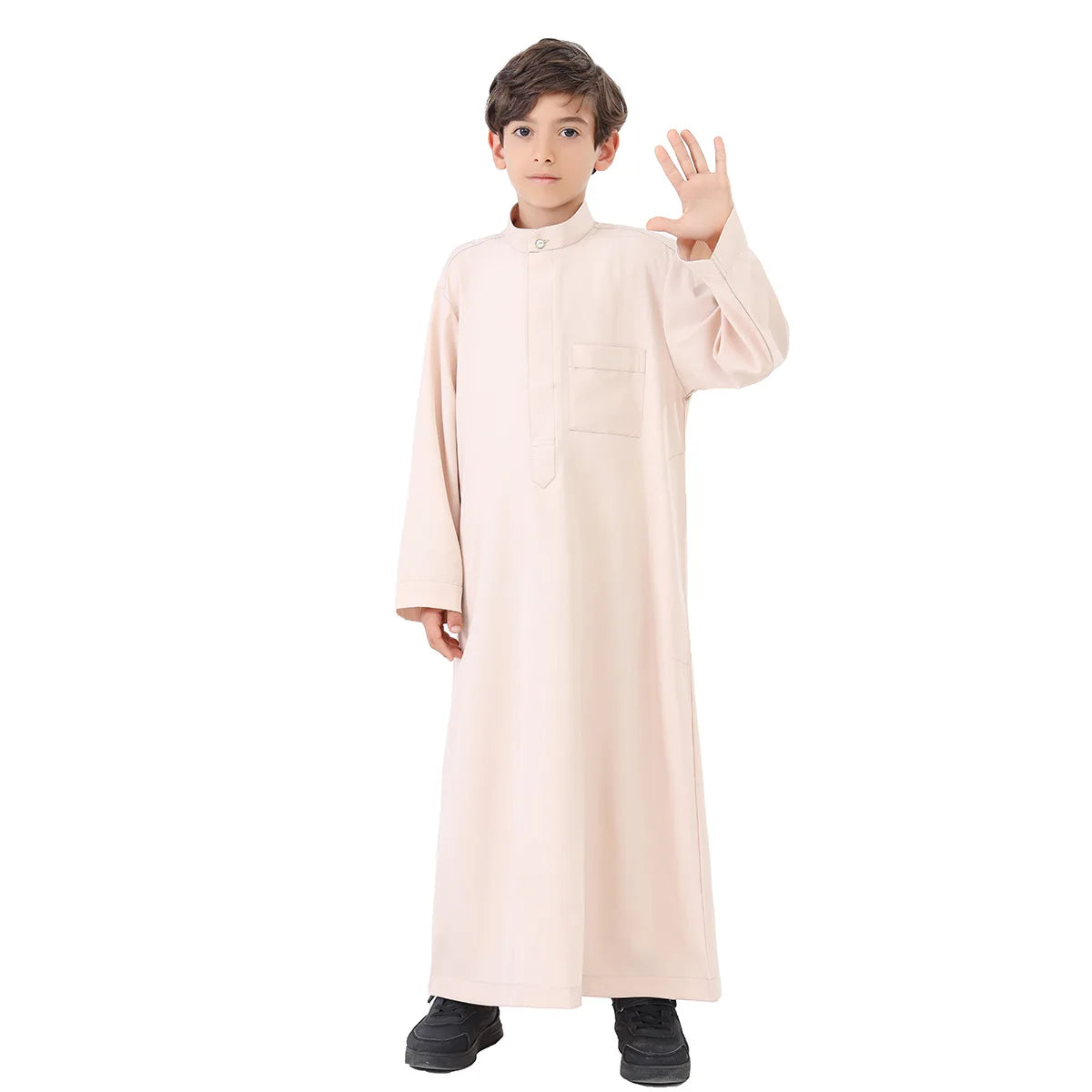 Muslim Saudi Kids Boys Dishdasha Long Sleeve Robe Thobe Dubai Islamic Abaya Middle East Arab Clothing Child Dress Kaftan Caftans