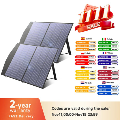 ALLPOWERS Foldable and Portable Solar Panel 100 / 200W Solar Battery Charger，Outdoor Emergency Backup Power for Powerstation etc