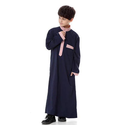 2024 Arab Malay Turkey Muslim Boys Clothing Kids Abayas Dress Children Full Body Robe Dress Teen Age TH873