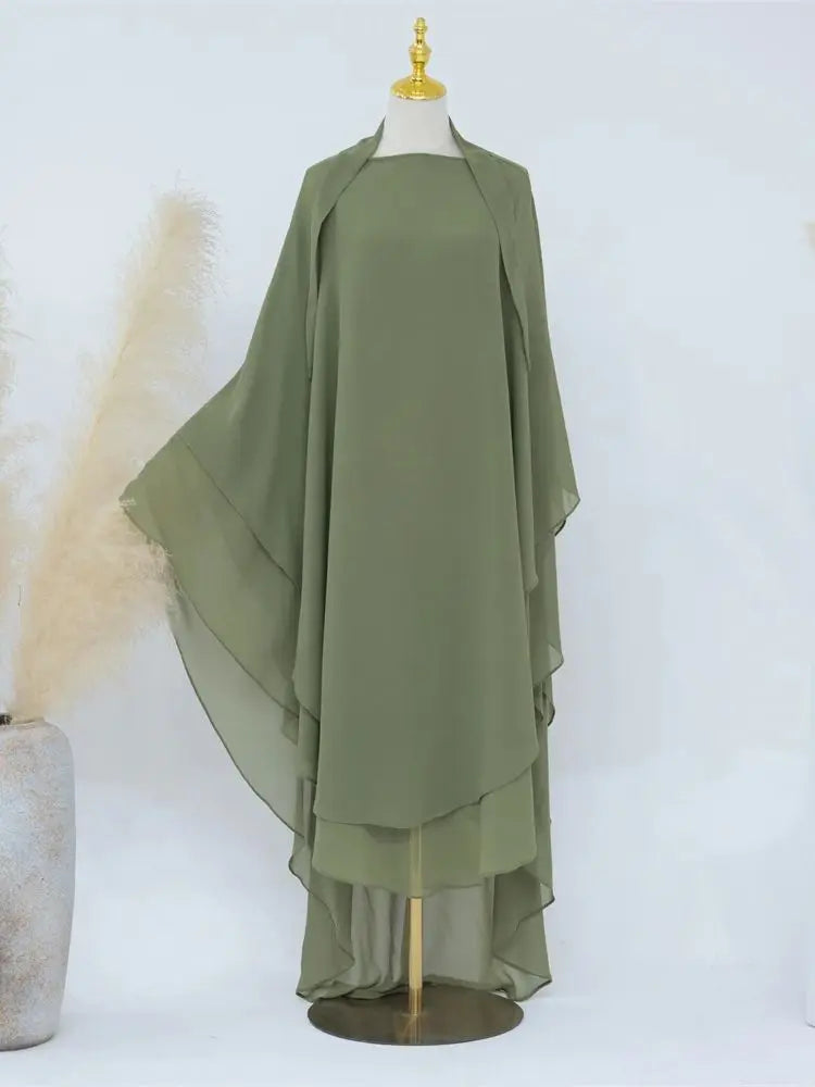 Ramadan Eid Dubai Chiffon Niqab Maxi Khimar Abaya Damen Islam Muslim Hijab Dress Abayas For Women Kebaya Hijabs Femme Musulmane