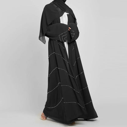 Hand made diamond beading Ramadan Eid Muslim dress long abayas robe fancy maxi French stylish modest Islamic wy1368 G1665