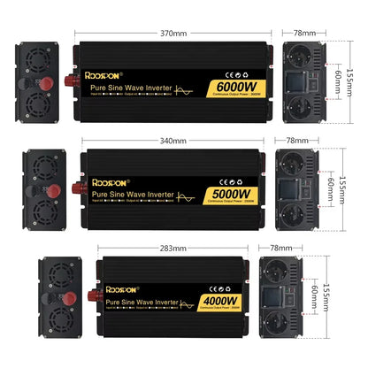 RDDSPON  Pure Sine Wave Inverters 4000W 5000W 6000W  Double EU SocketDC 12V 24V 48V to AC 110V 220V,50Hz,60Hz  Voltage Converter