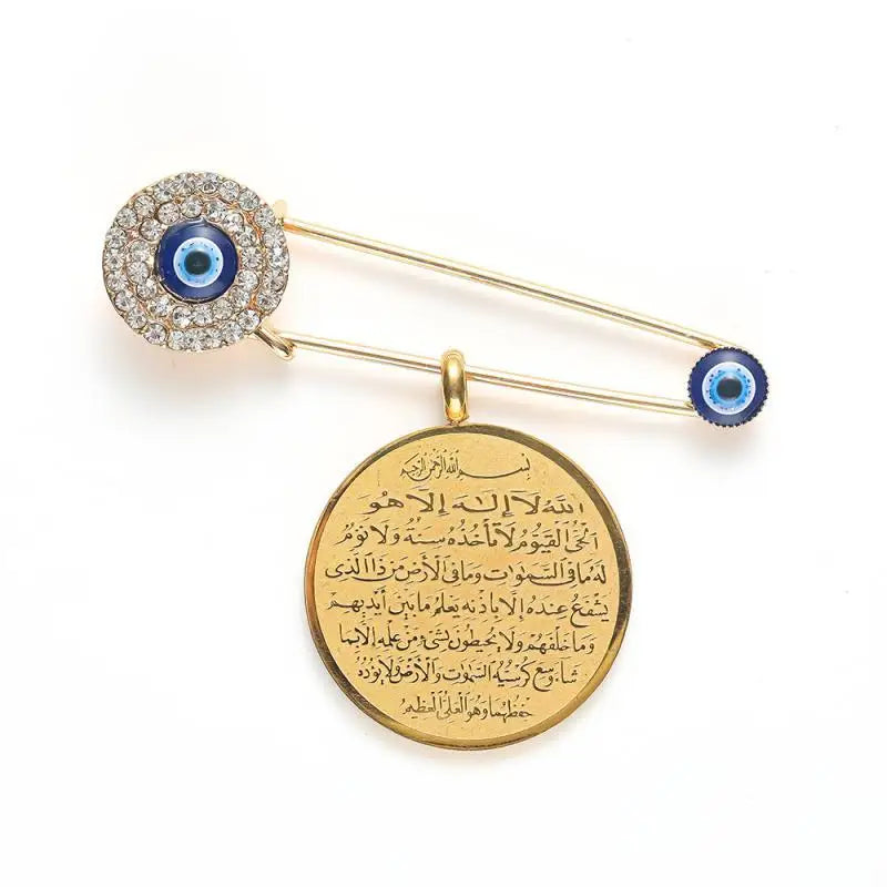 Exquisite Shiny Zircon Islamic Muslim Allah Brooch Arabian Religious Evil Eye Brooch Men Women Popular Clothing Matching Gifts