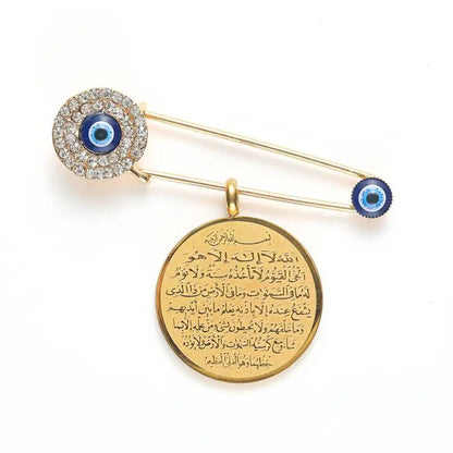 Exquisite Shiny Zircon Islamic Muslim Allah Brooch Arabian Religious Evil Eye Brooch Men Women Popular Clothing Matching Gifts