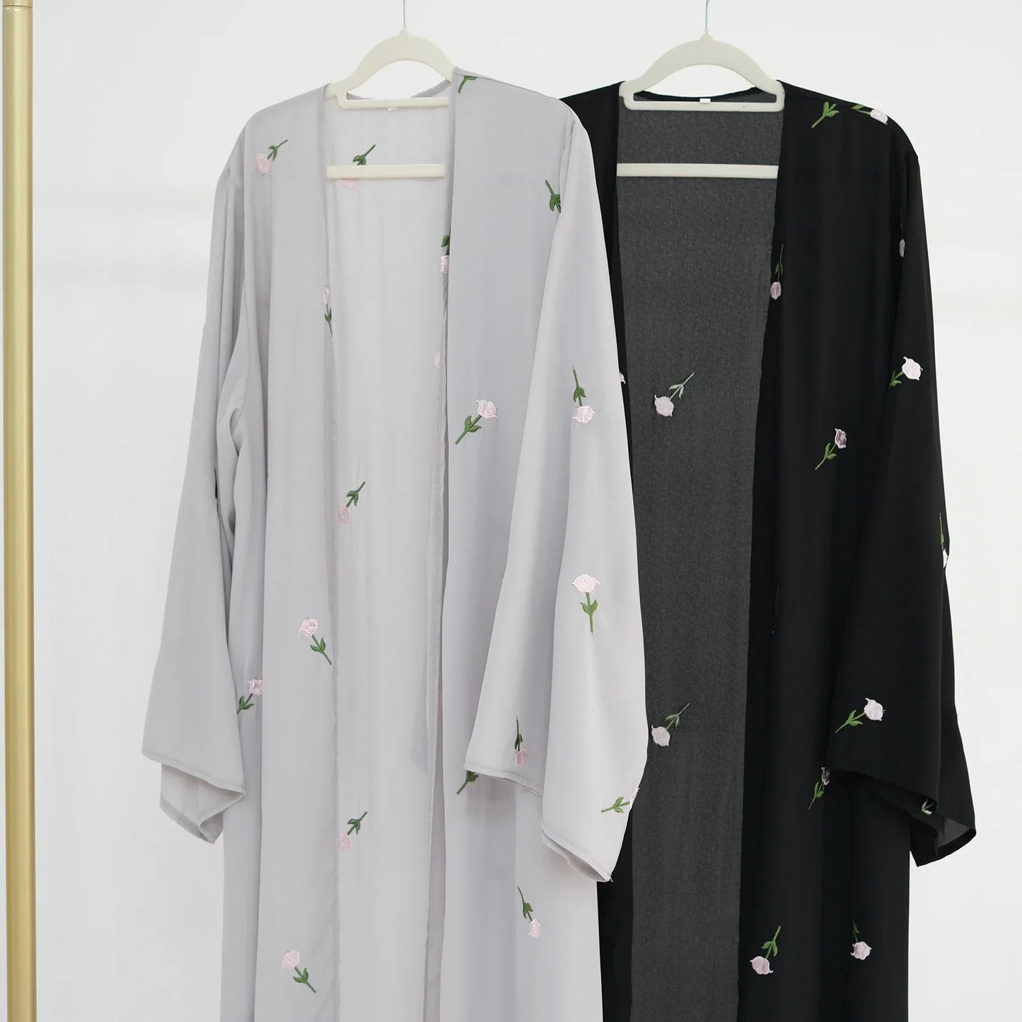 Flower Open Abaya Kimono Embroidery Muslim Abayas for Women Dubai Luxury Turkey Kaftan Hijab Robe Ramadan Eid Islamic Clothing