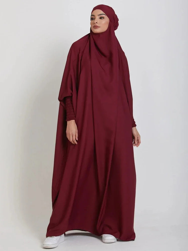 Muslim Women Jilbab Prayer Dress Hijab Hooded Abaya Ramadan Eid Islamic Clothing Dubai Saudi Black Robe Turkish Modes Dresses