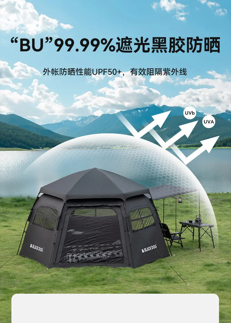 Naturehike-Blackdog Outdoor Hexagonal Fully Automatic Quick Opening Camping Tent Portable Folding Black Glue Sunscreen Tent