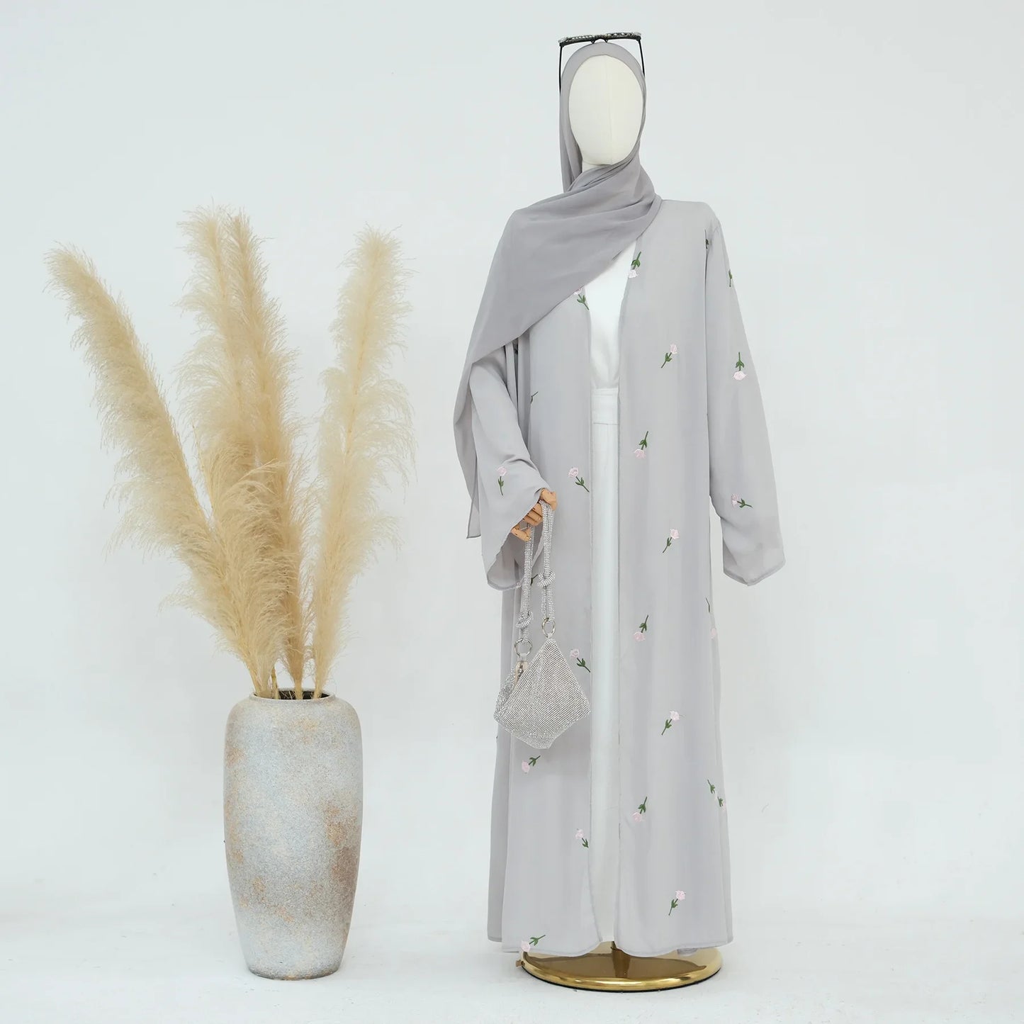 Flower Open Abaya Kimono Embroidery Muslim Abayas for Women Dubai Luxury Turkey Kaftan Hijab Robe Ramadan Eid Islamic Clothing