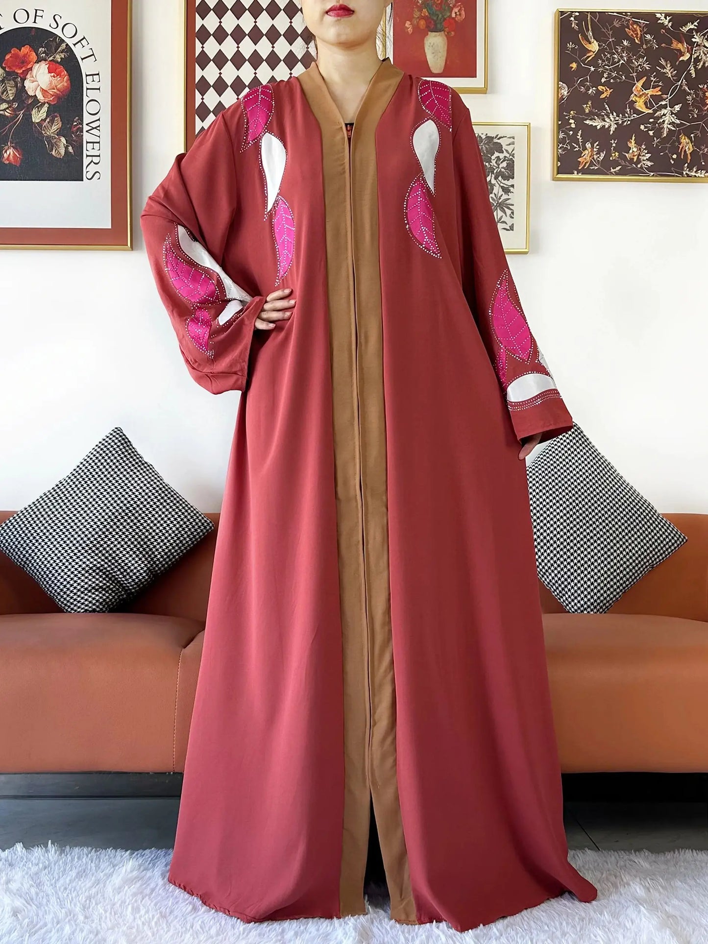High Grade Fabric Women Party Dress Chiffon Open Abaya Muslim Women Dress Islamic Clothing Cardigan Abaya Women Muslim Dress