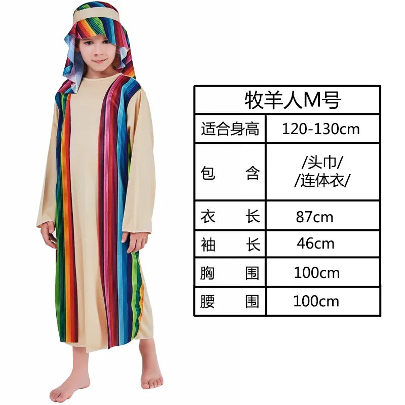 Kids Arab Arabian Costume Middle East Costume Robe Boy Child Prince Clothes Halloween Carnival Cosplay Children Muslim Costumes