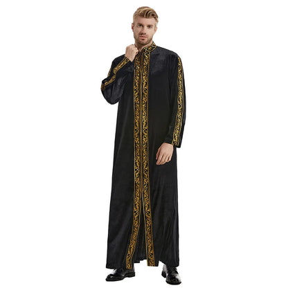 Ramadan Muslim Men Velvet Jubba Thobe Warm Kaftan Islam Clothing Eid Saudi Arabic Robe Thoub Thawb Dubai Abaya Dress Gown Abayas
