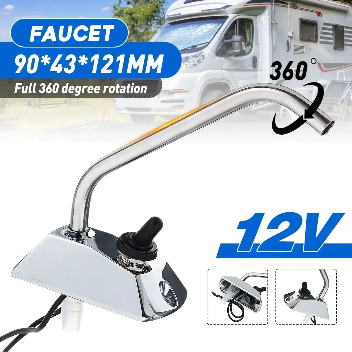 12V for Water Tank Pump Boat Caravan Camper Electrically Controlled Faucet of RV Water System Automatic Drainage Tea Bar Faucet
