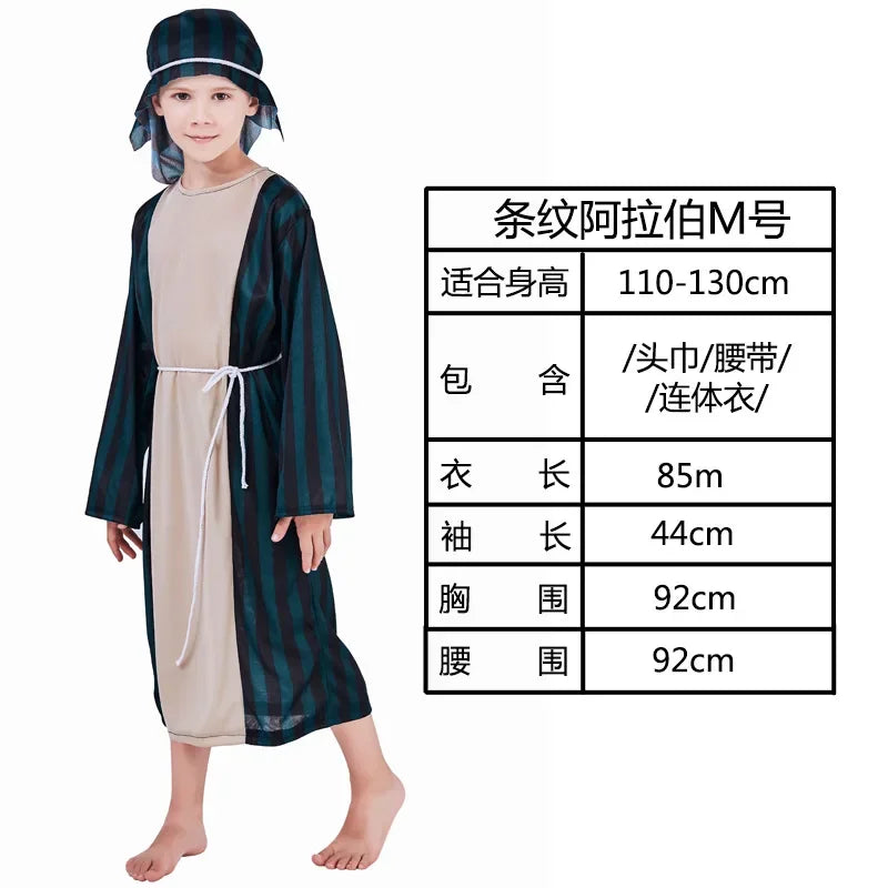 Kids Arab Arabian Costume Middle East Costume Robe Boy Child Prince Clothes Halloween Carnival Cosplay Children Muslim Costumes
