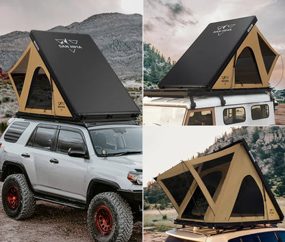 For SAN HIMA Waterproof Slimline Aluminum Pop-Up Roof Tent Car Rooftop Tent Hardshell In-built Led Light Bar For 4x4 4WD Camping