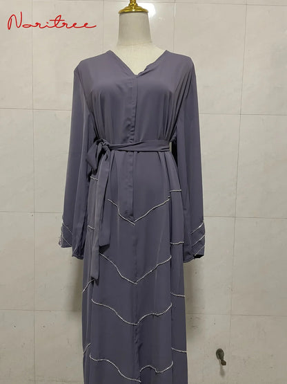 Hand made diamond beading Ramadan Eid Muslim dress long abayas robe fancy maxi French stylish modest Islamic wy1368 G1665