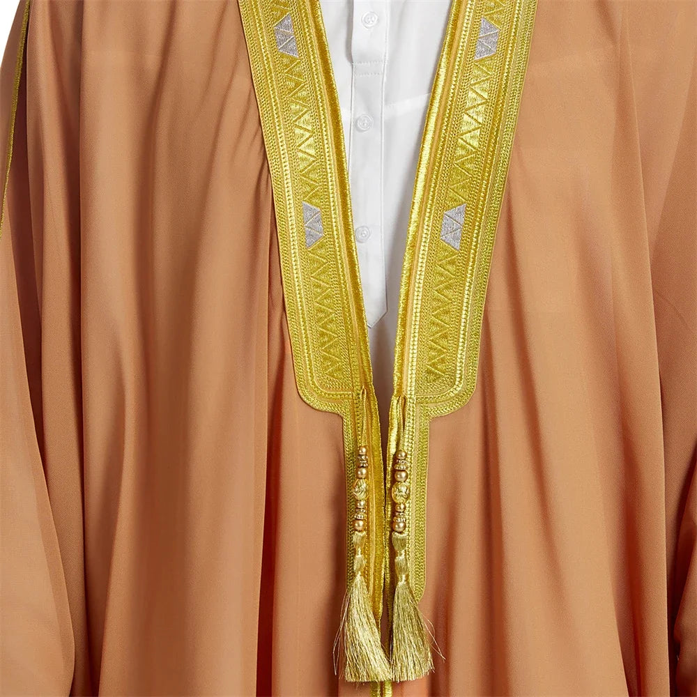 Men Muslim Embroidery Open Abaya Jubba Thobe Cardigan Dress Kimono Turkey Dubai Saudi Kaftan Islam Clothing Prayer Caftan Abayas