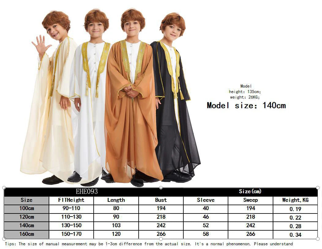 Eid Muslim Men Boy Kids Jubba Thobe Kimono Abaya Dress Islamic Ramadan Robe Saudi Arabic Musulman Caftan Dubai Djellaba Kebaya