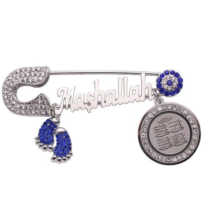 Exquisite Shiny Zircon Islamic Muslim Allah Brooch Arabian Religious Evil Eye Brooch Men Women Popular Clothing Matching Gifts