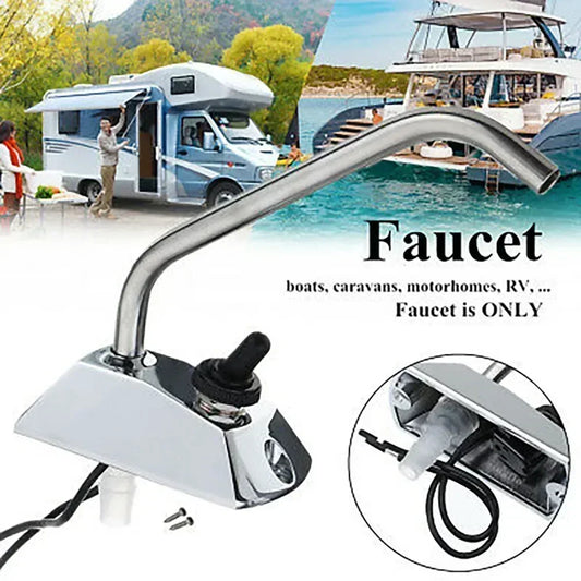 12V Galley Electric Water Pump Tap Faucet Water Tap W/ Switch For Caravan Boat  Caravan RV Durable Water Tap