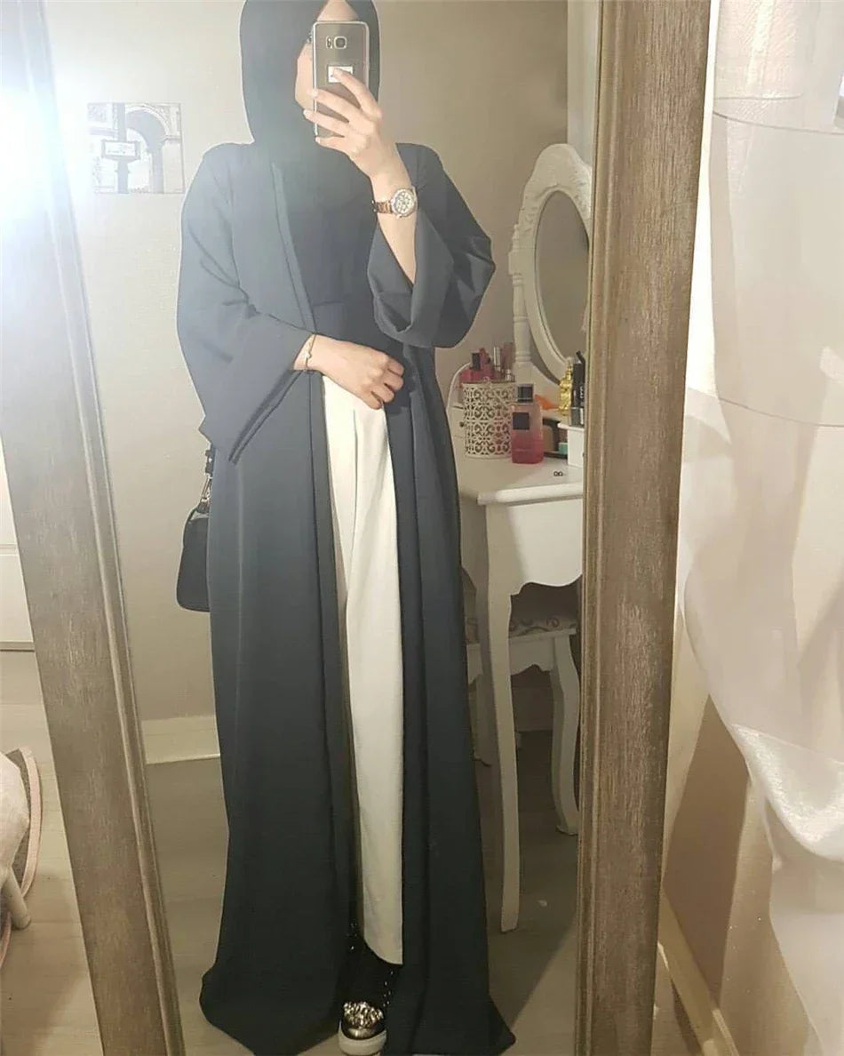 A Islamic clothing for women abaya Muslim fashion kaftan dress long sleeve cardigan solid Arab Dubai Turkish Islam dresses