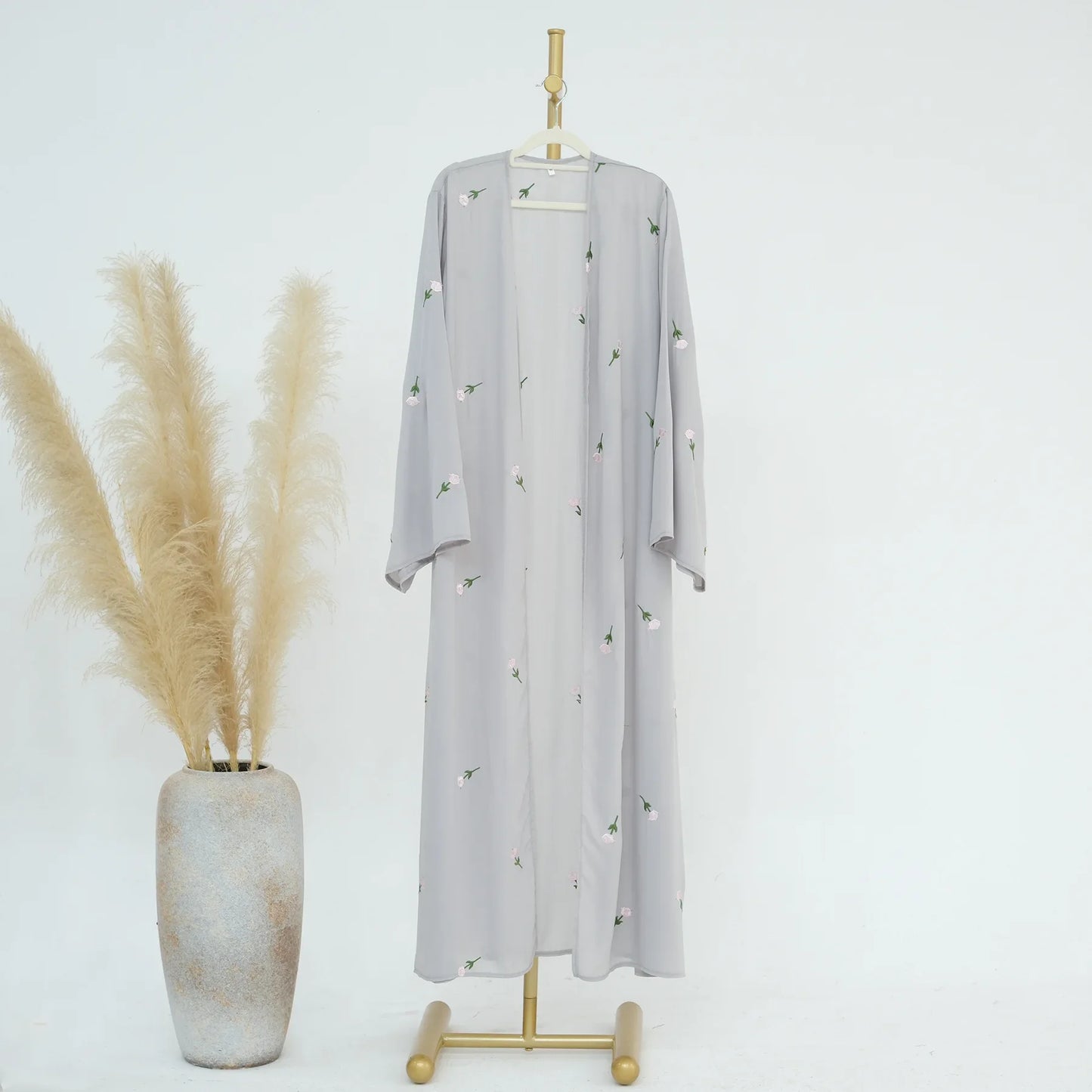 Flower Open Abaya Kimono Embroidery Muslim Abayas for Women Dubai Luxury Turkey Kaftan Hijab Robe Ramadan Eid Islamic Clothing