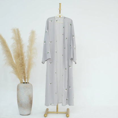 Flower Open Abaya Kimono Embroidery Muslim Abayas for Women Dubai Luxury Turkey Kaftan Hijab Robe Ramadan Eid Islamic Clothing
